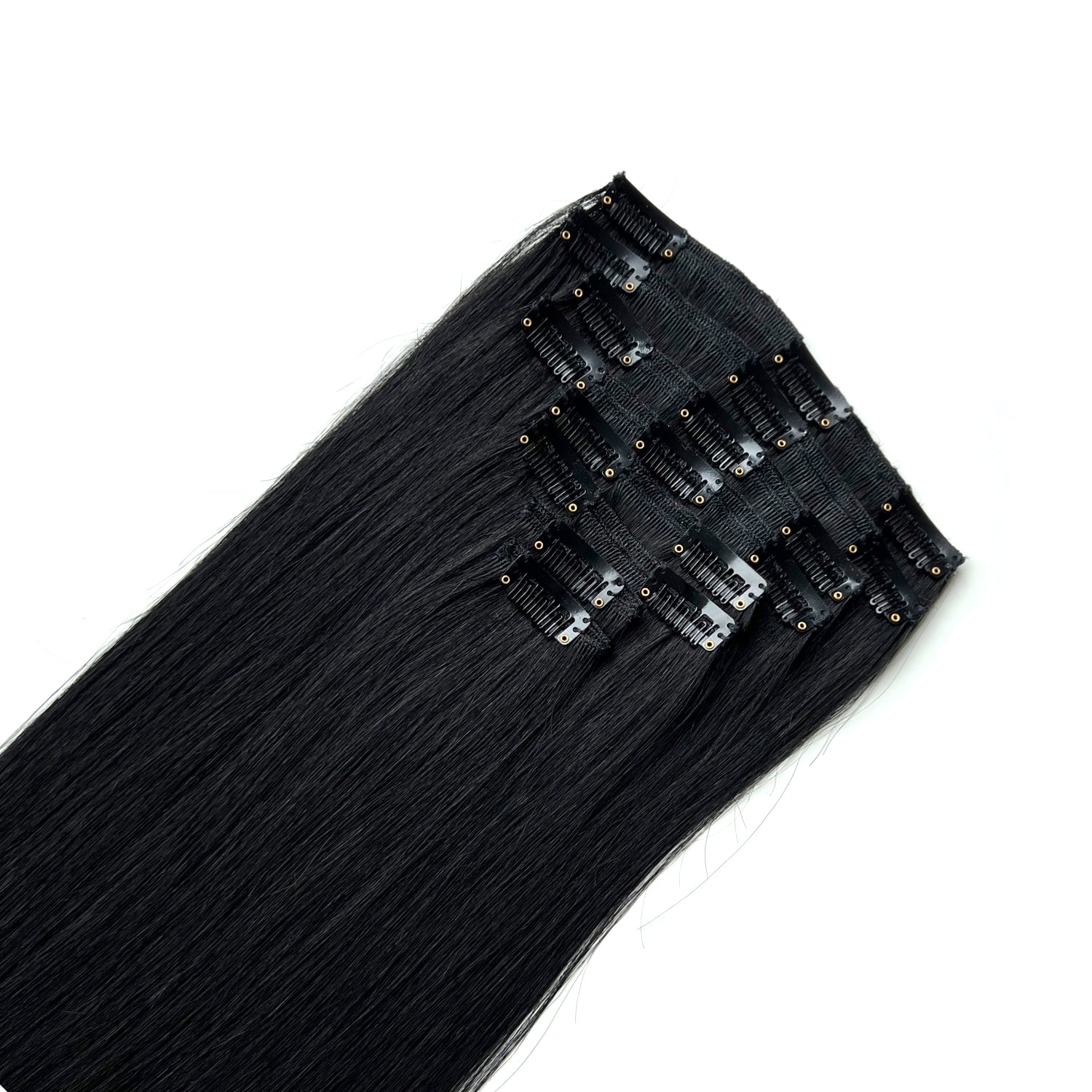 Clip-on hår #1 kolsvart - 40 cm