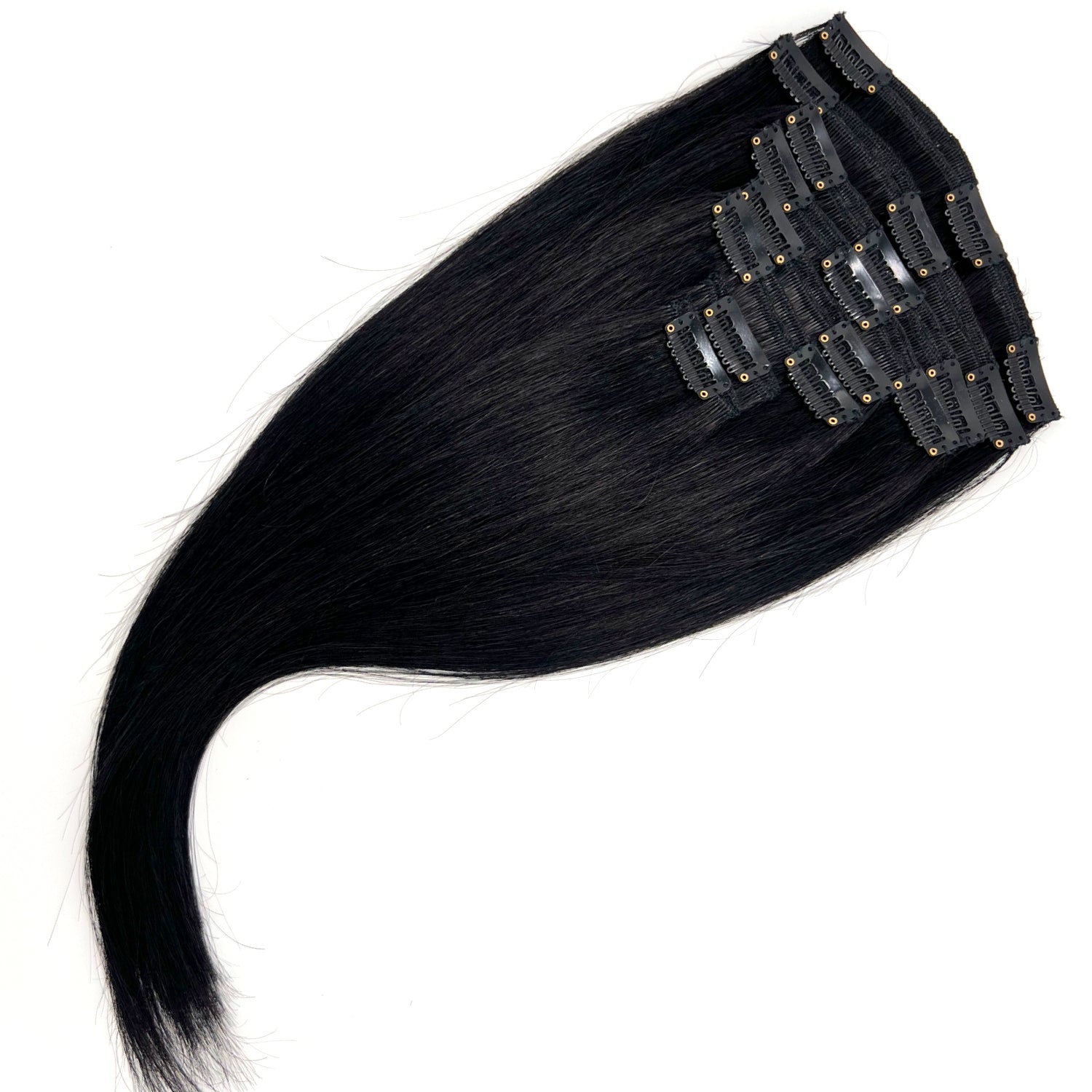 Clip-on hår #1 kolsvart - 40 cm