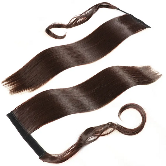 Syntetisk hestehale - sjokoladebrun 4# rett hårforlengelse